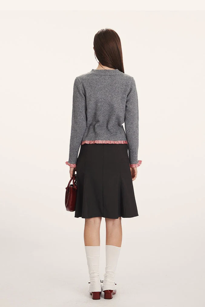 Panel-Design Waist-Cinched Slim Knit Cardigan - Image 7