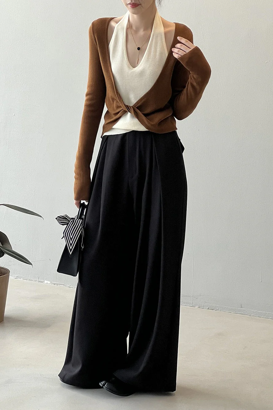 Patchwork Layered Halter Long Sleeve Tee - Image 11