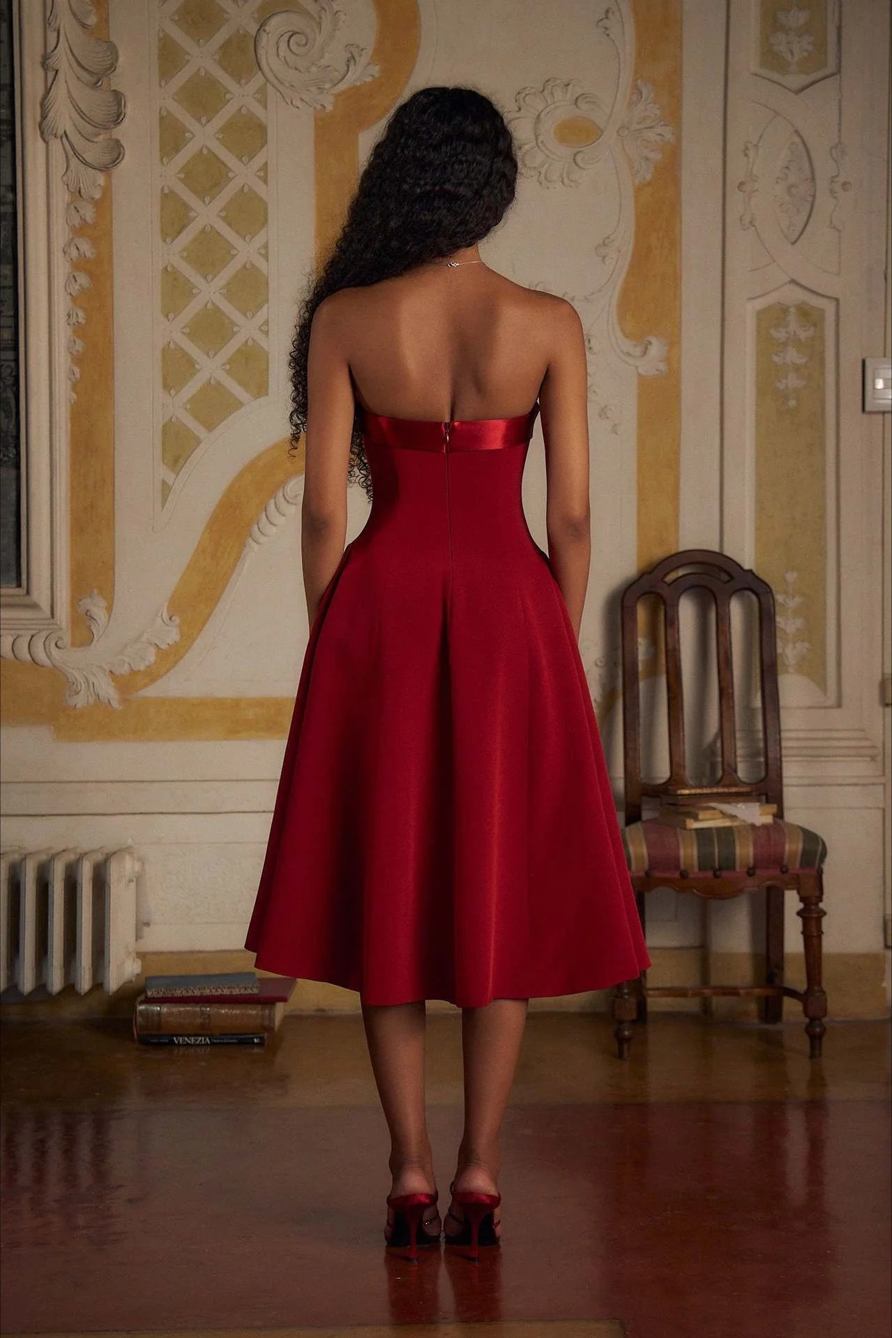 Patchwork Strapless Open Back Fitted Waist Elegant Party Dress - Image 6