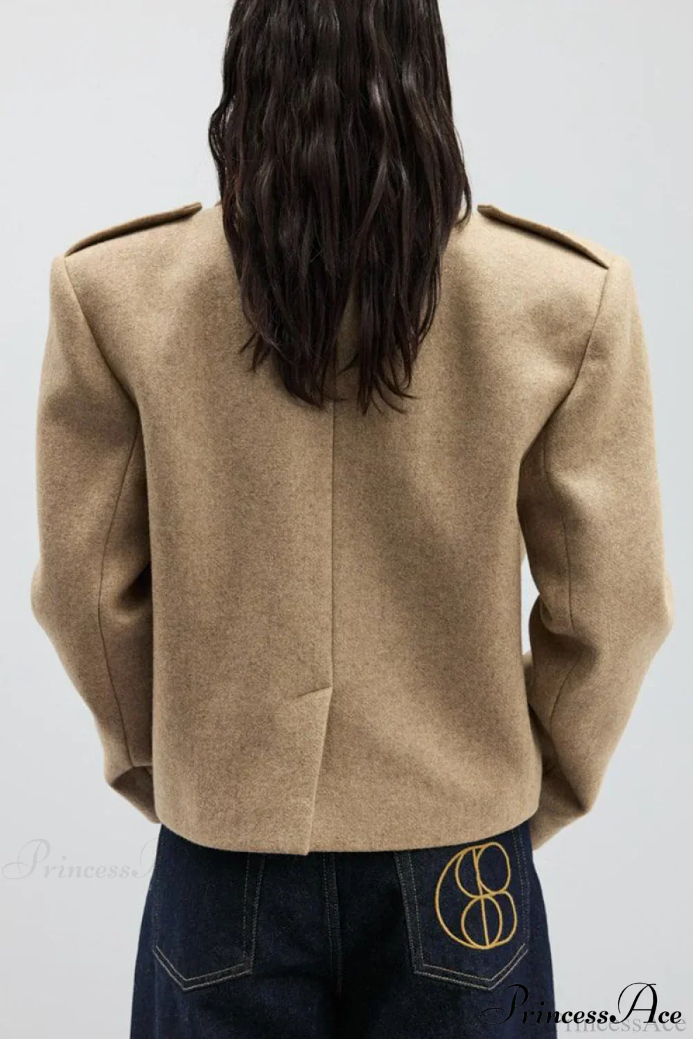 Peak Lapel Blazer Style Wool Loose Coat - Image 3