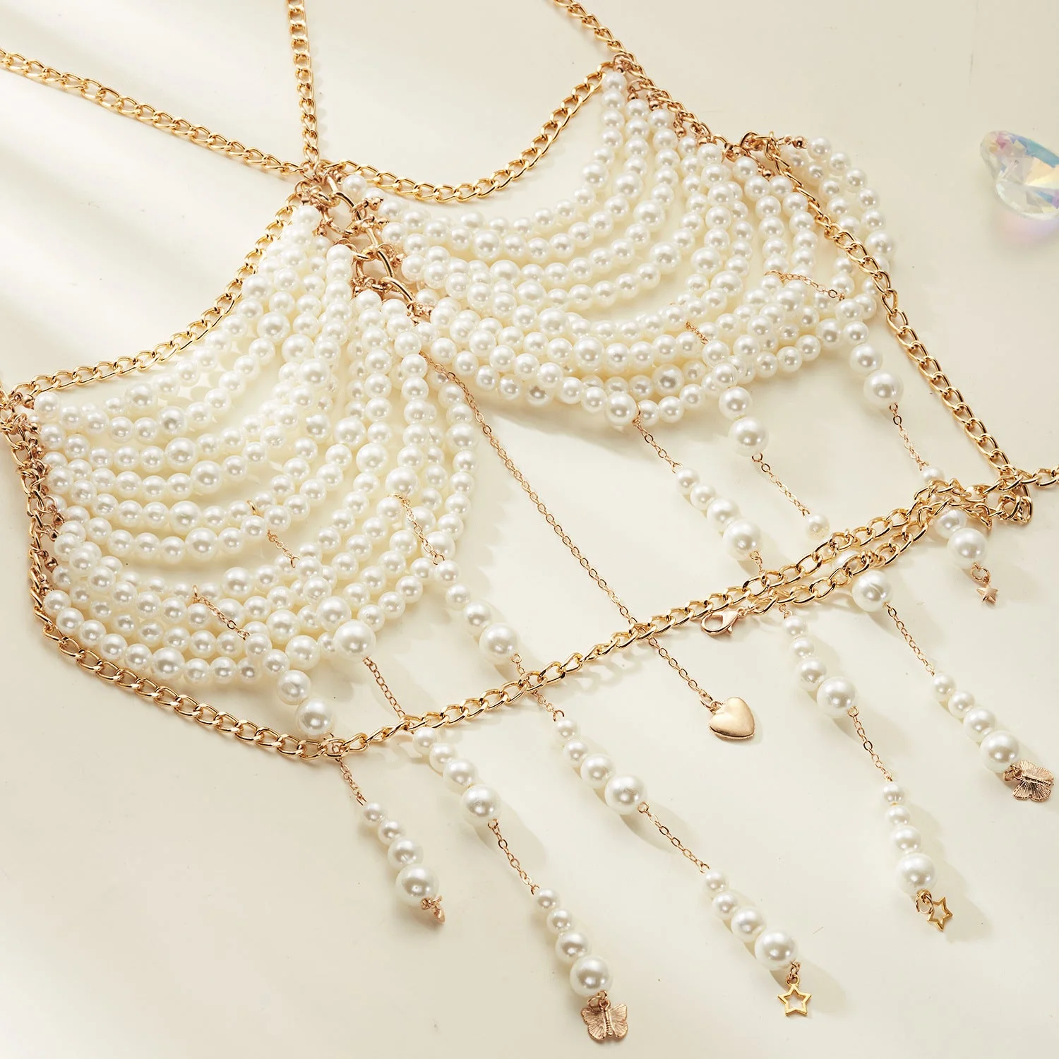 Pearl Beaded Tassel Halter Body Chain - Image 4
