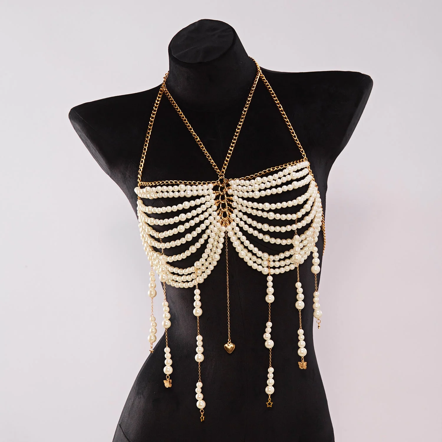 Pearl Beaded Tassel Halter Body Chain - Image 5