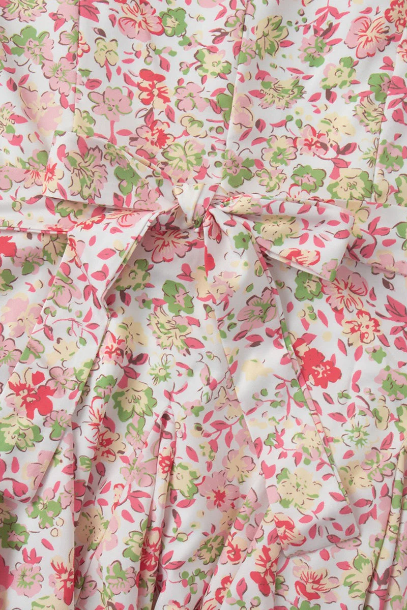 Peter Pan Collar Floral Puff Sleeve Button Mini Dress - Image 8