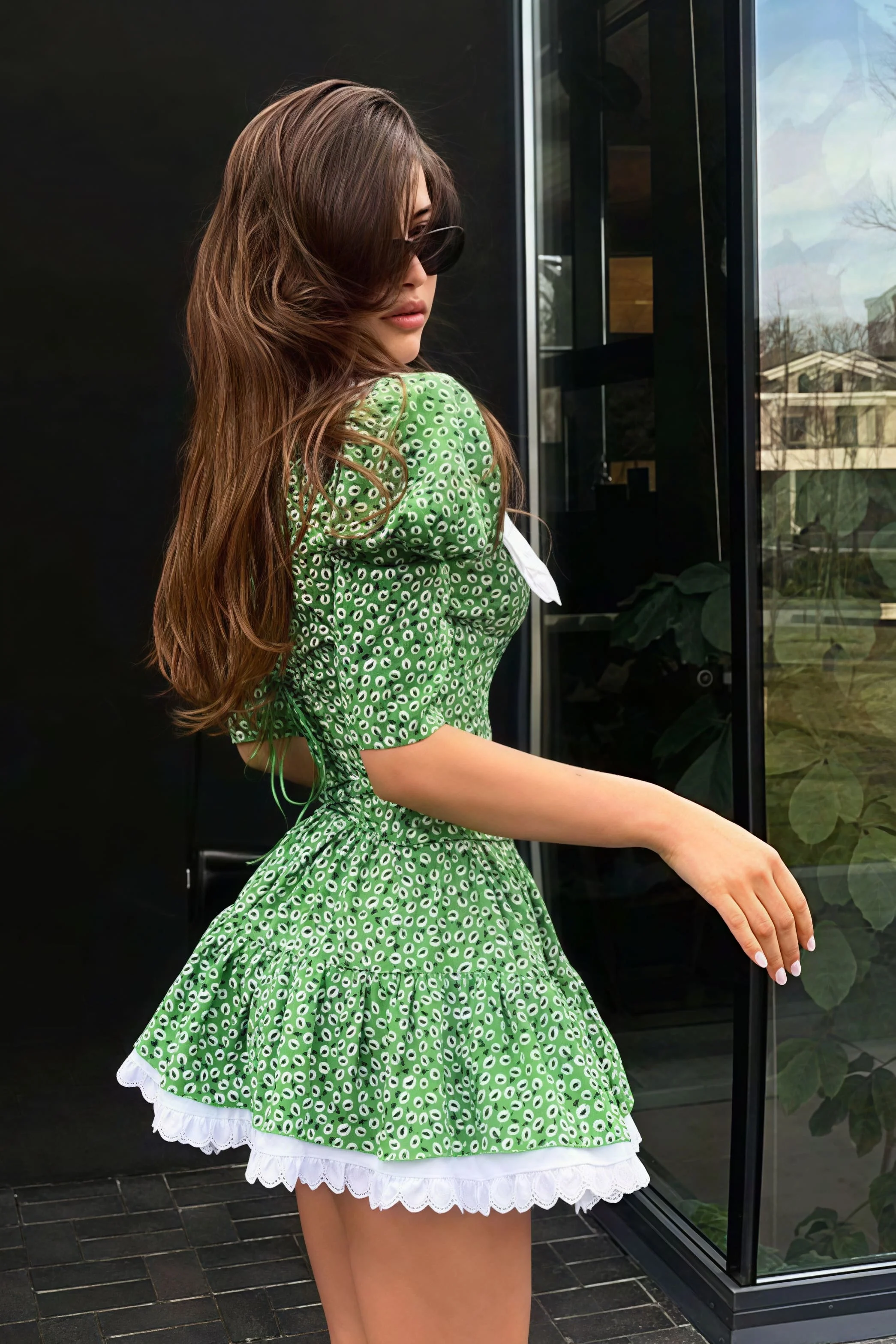Peter Pan Collar Short Sleeve Floral Mini Dress - Image 9