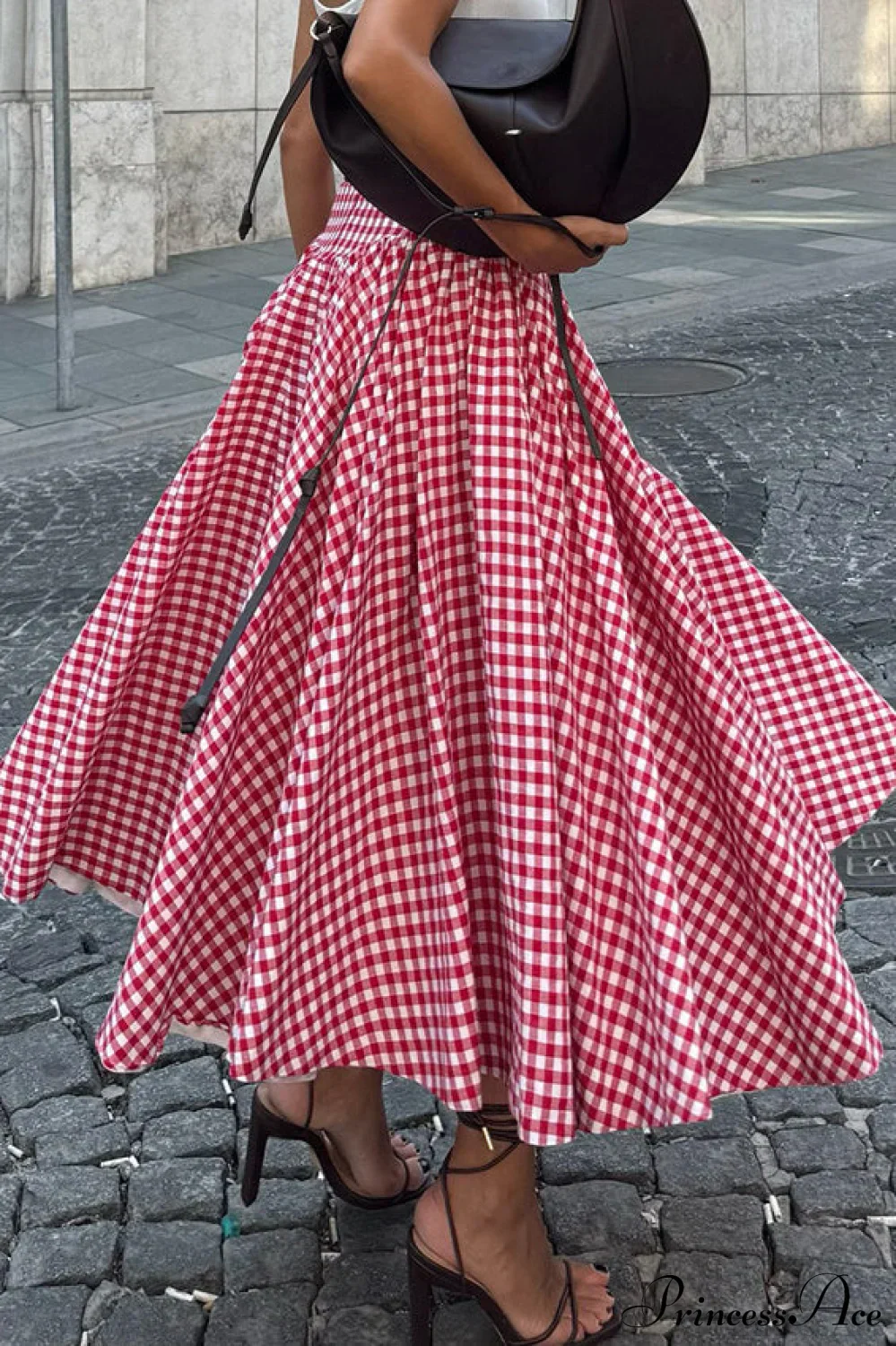 Pink Plaid Maxi Skirt - Image 3
