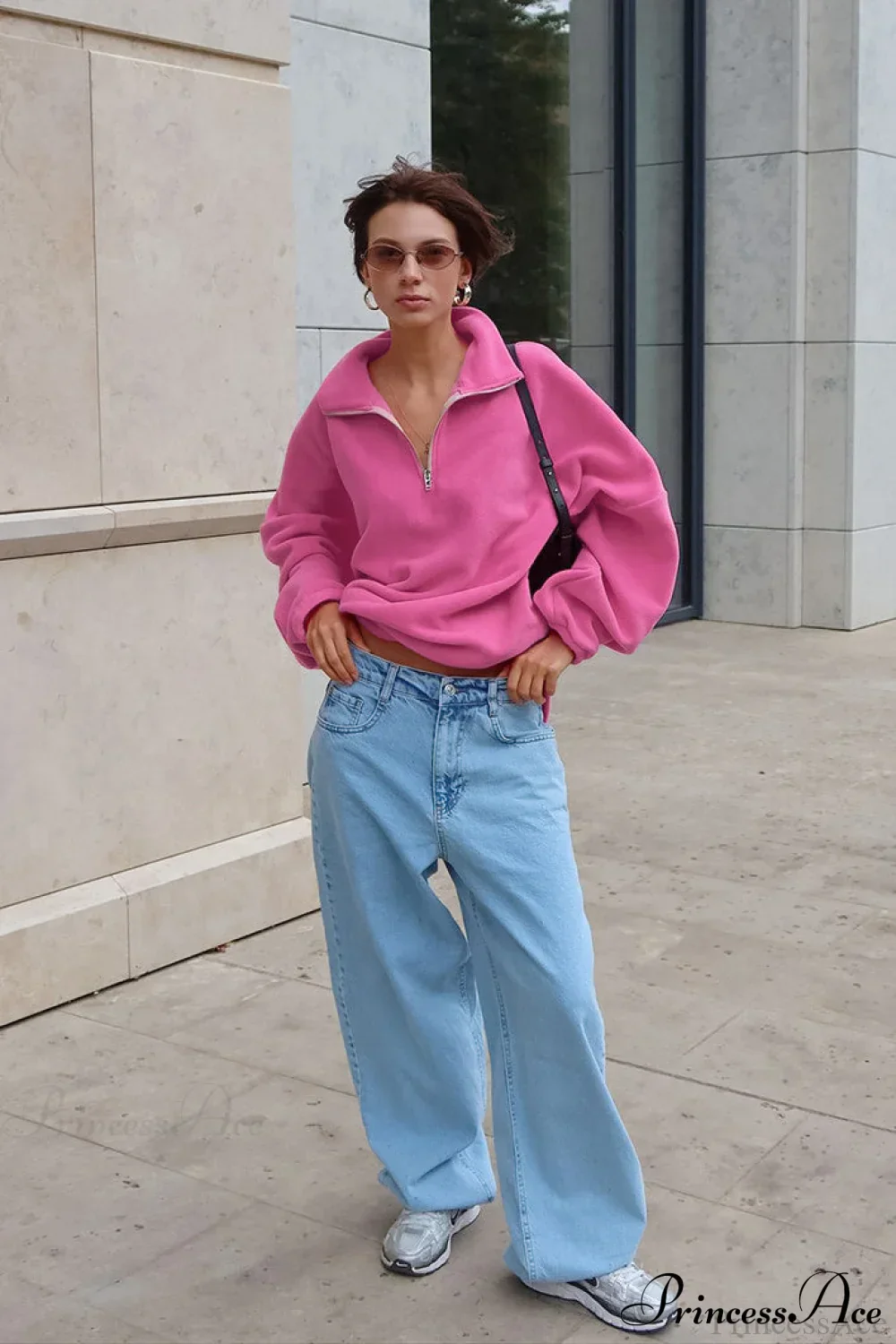Pink Polar Fleece Loose Thickened Sweatshirt - Image 4