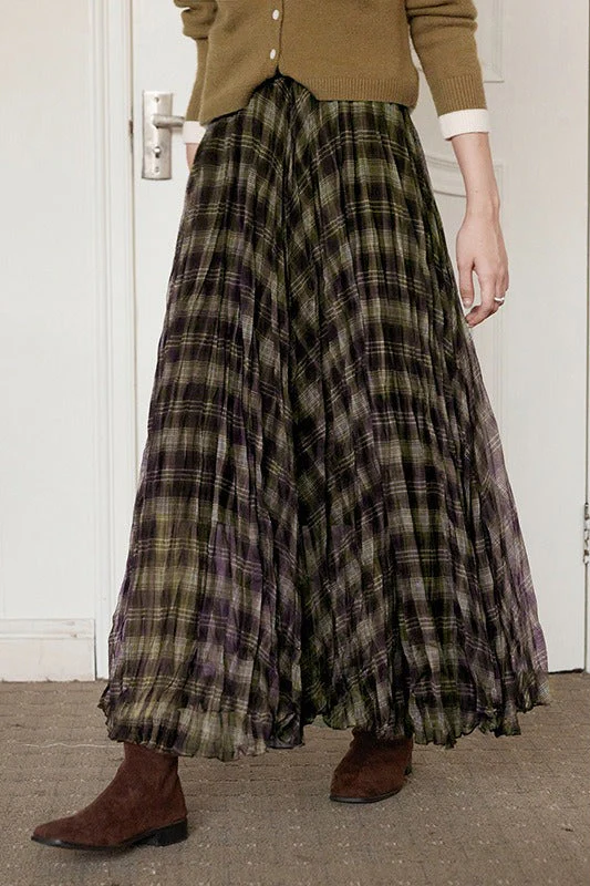 Plaid A-Line Maxi Skirt - Image 2
