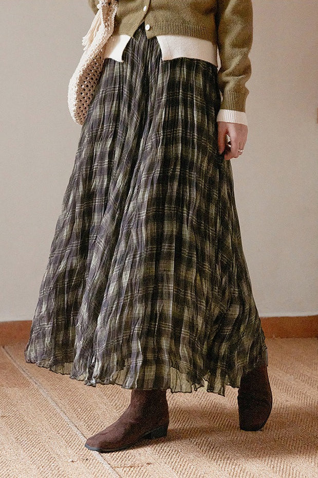 Plaid A-Line Maxi Skirt - Image 3
