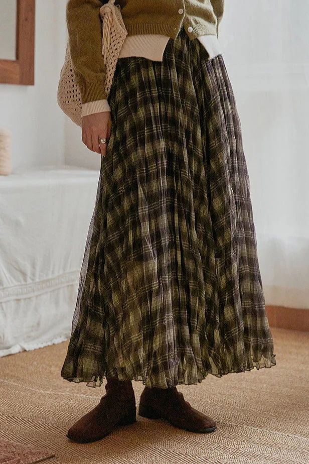 Plaid A-Line Maxi Skirt - Image 4