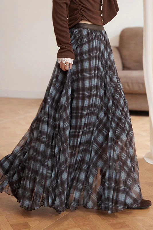 Plaid A-Line Maxi Skirt - Image 5