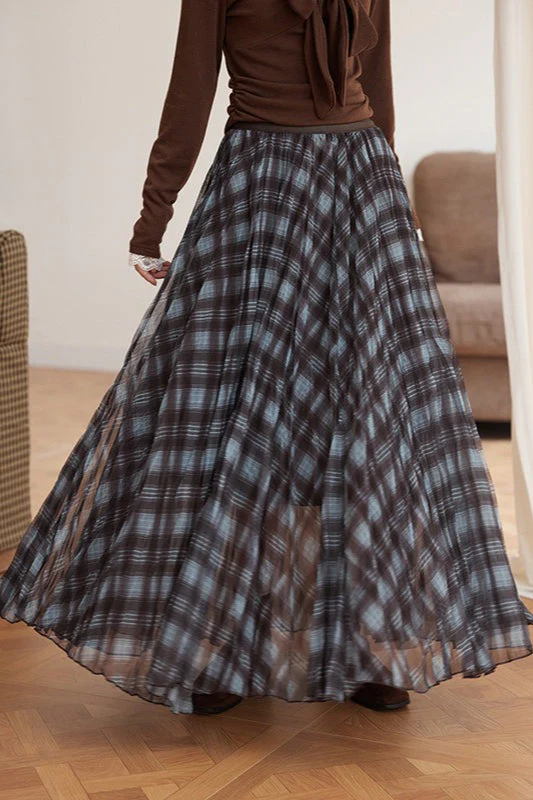 Plaid A-Line Maxi Skirt - Image 6