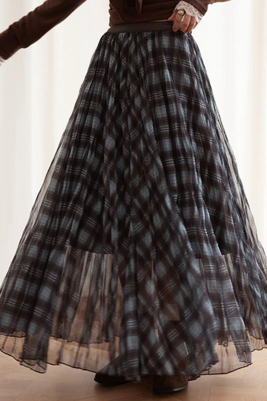 Plaid A-Line Maxi Skirt - Image 7