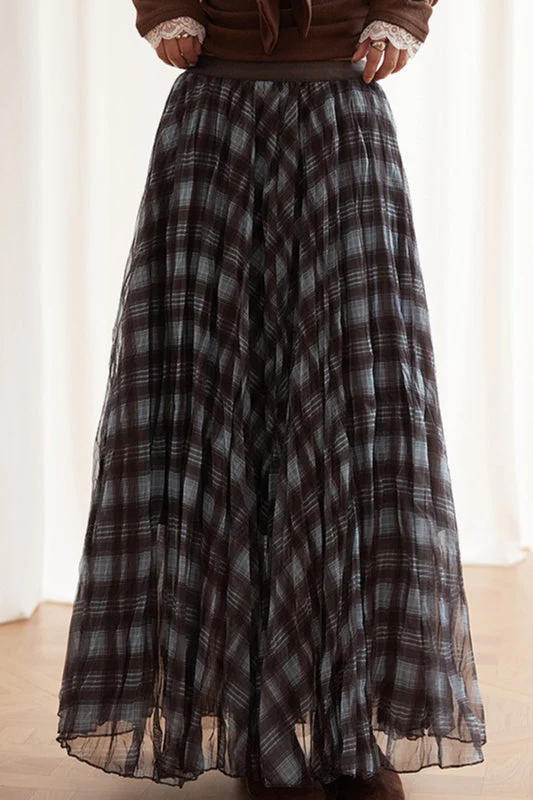 Plaid A-Line Maxi Skirt - Image 8