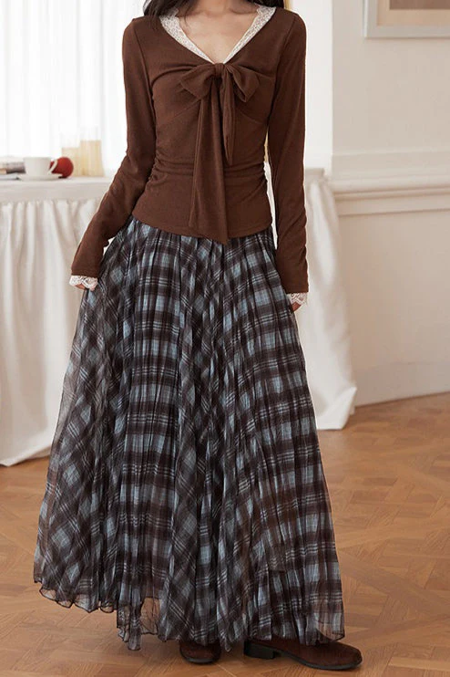 Plaid A-Line Maxi Skirt - Image 9