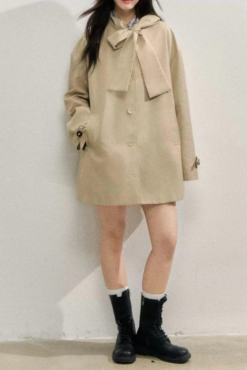 Plaid Blend Bow Front Coat - Image 5