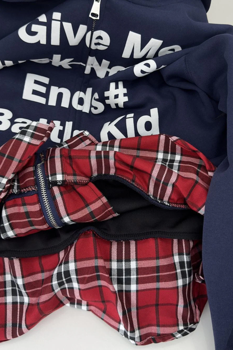 Plaid Cardigan Layered Loose Hoodie - Image 4