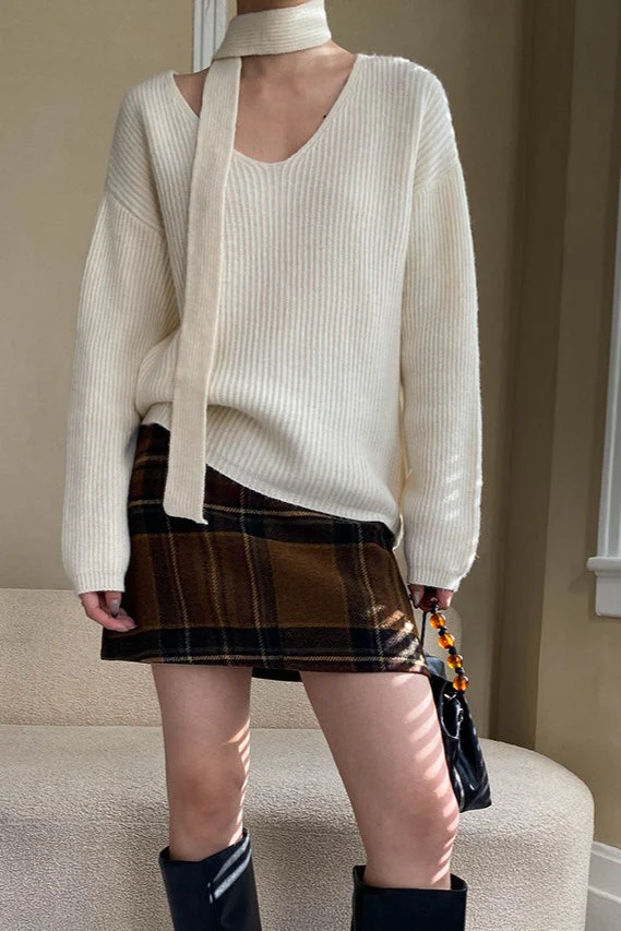 Plaid Color Block High Waist Skirt - Image 11