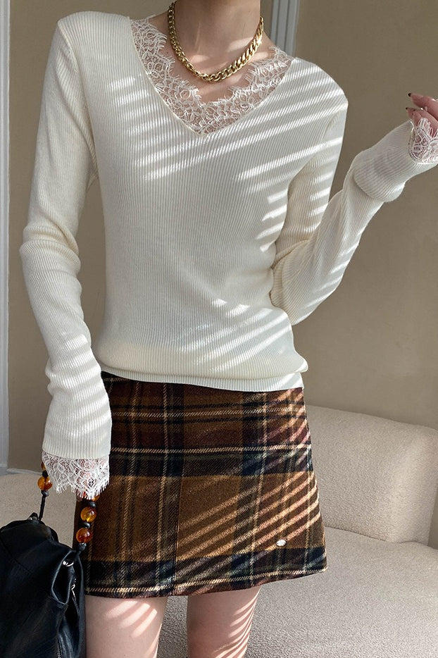 Plaid Color Block High Waist Skirt - Image 13