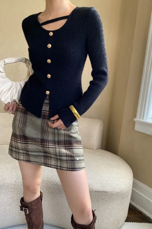 Plaid Color Block High Waist Skirt - Image 2