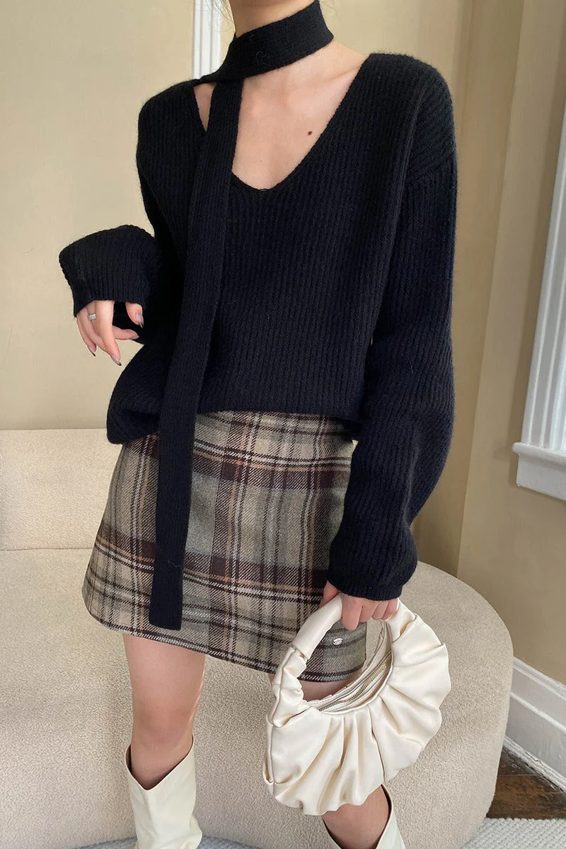 Plaid Color Block High Waist Skirt - Image 5
