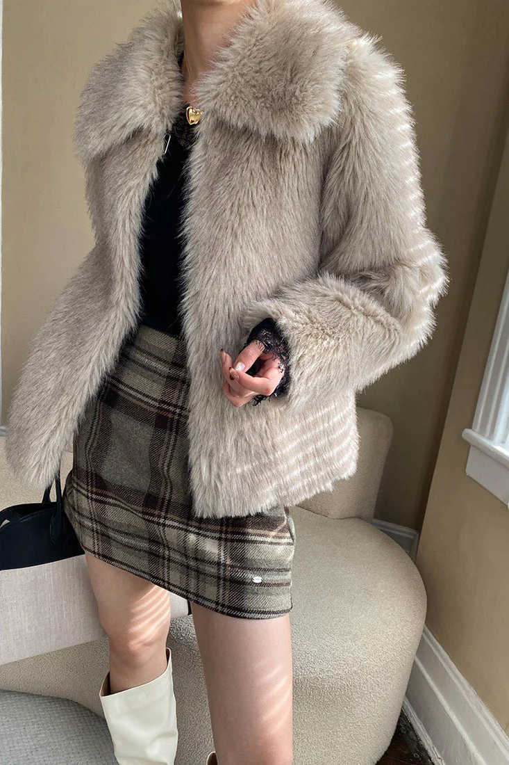 Plaid Color Block High Waist Skirt - Image 7