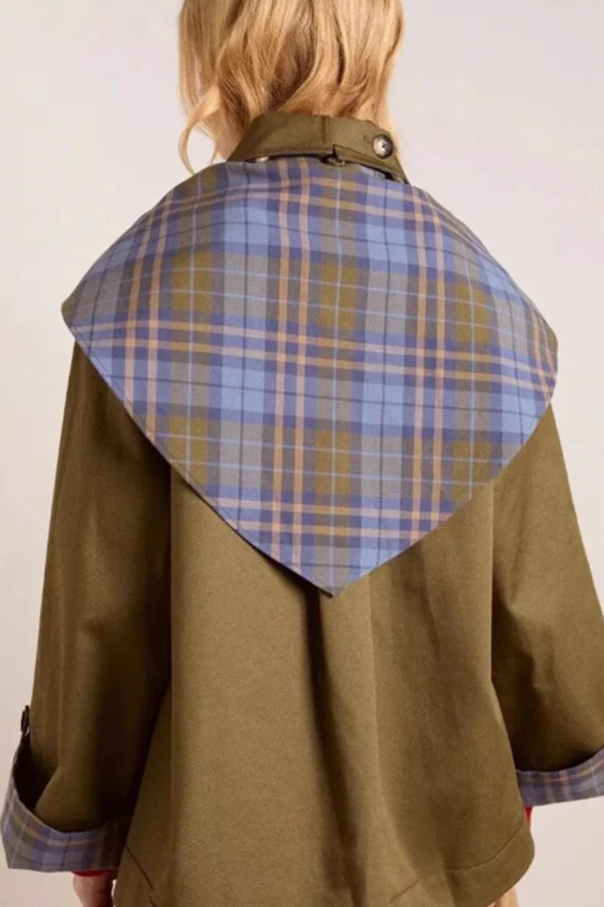 Plaid Color Block Mori Girl Loose Slant Front Jacket - Image 3