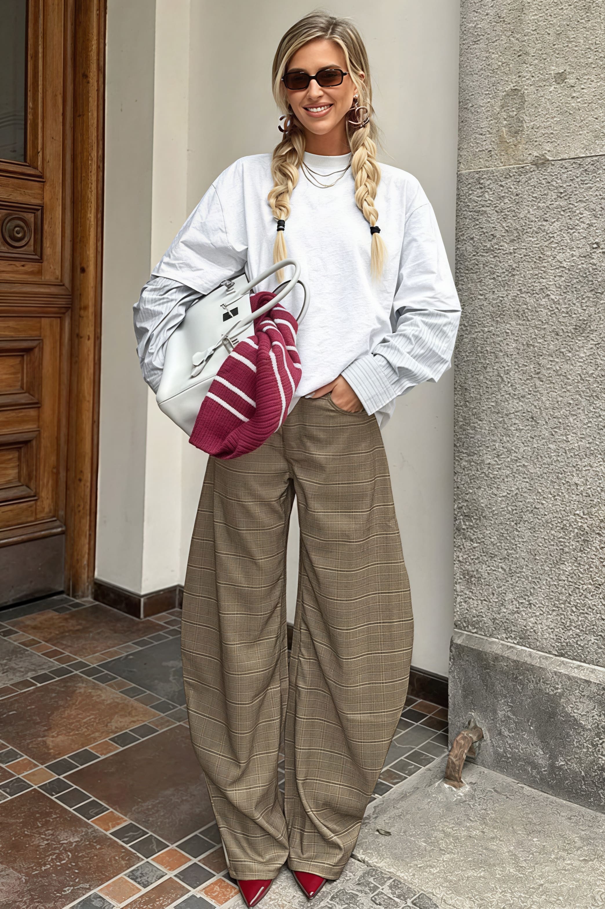 Plaid Elegant Loose Casual Pants - Image 4