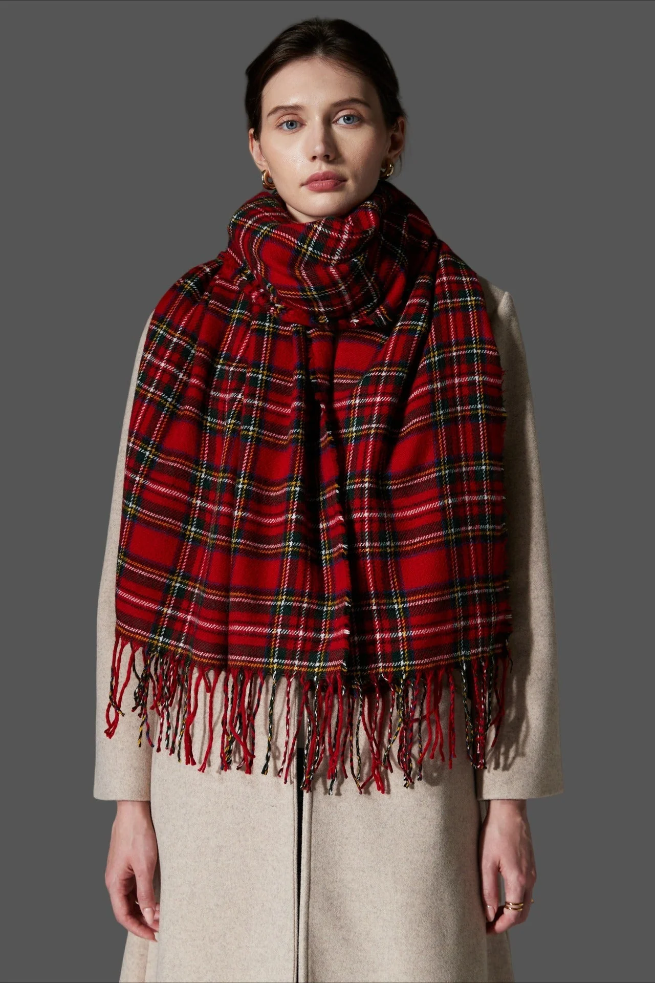 Plaid Fringe Scarf - Image 14