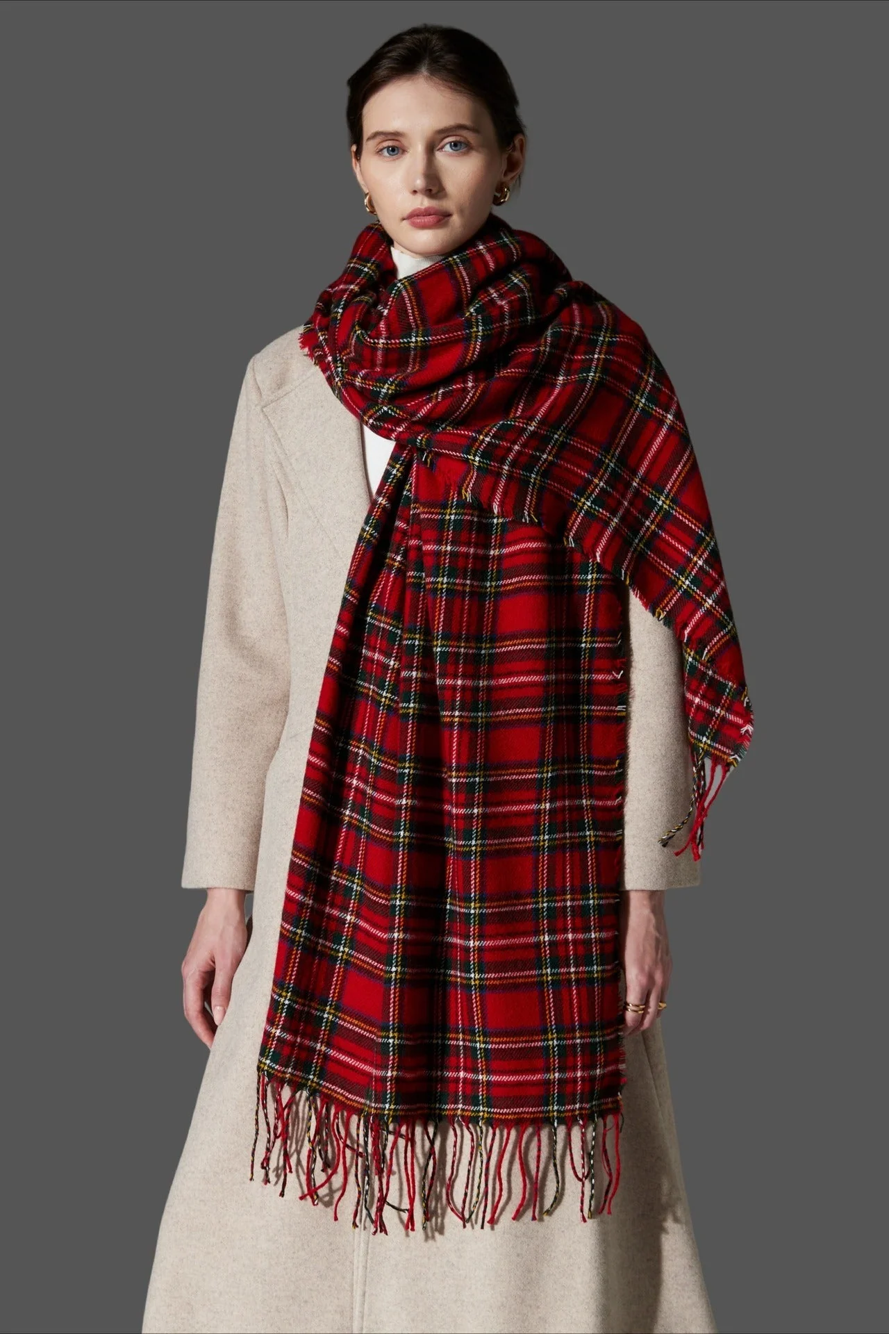 Plaid Fringe Scarf - Image 15