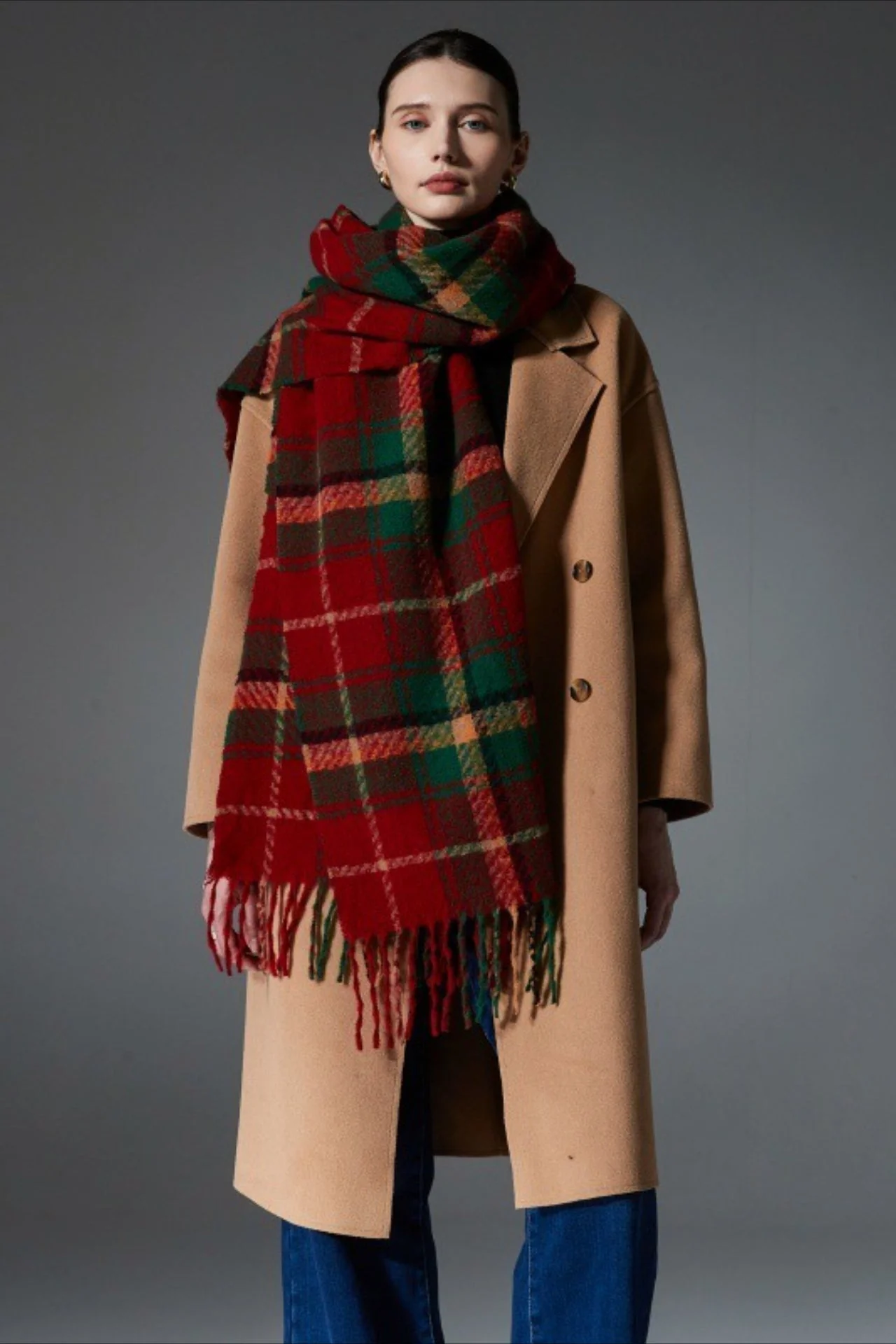 Plaid Fringe Scarf - Image 2