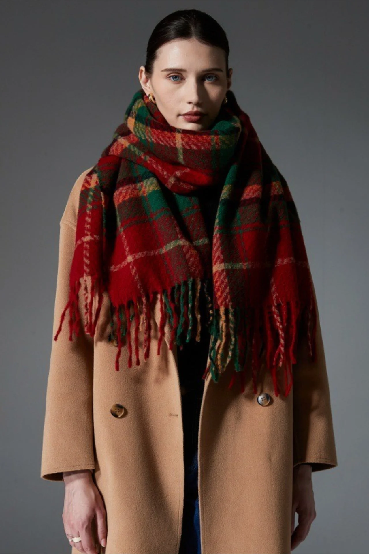 Plaid Fringe Scarf - Image 3