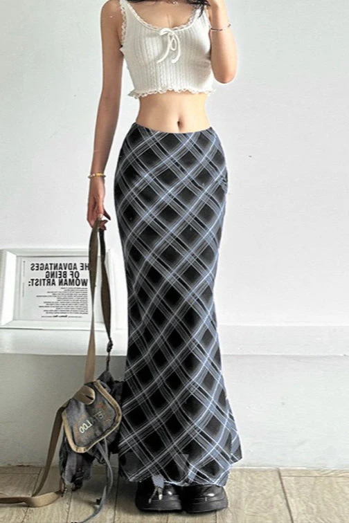 Plaid High Waist Bodycon Skirt - Image 10