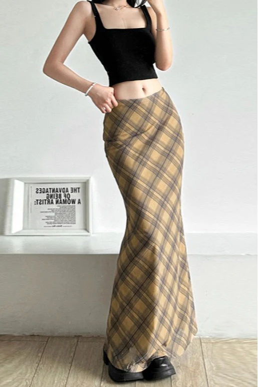 Plaid High Waist Bodycon Skirt - Image 5