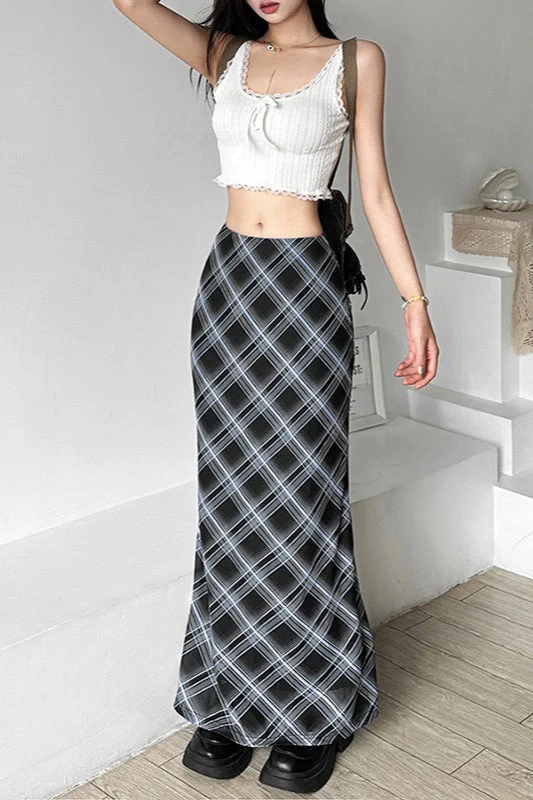 Plaid High Waist Bodycon Skirt - Image 6