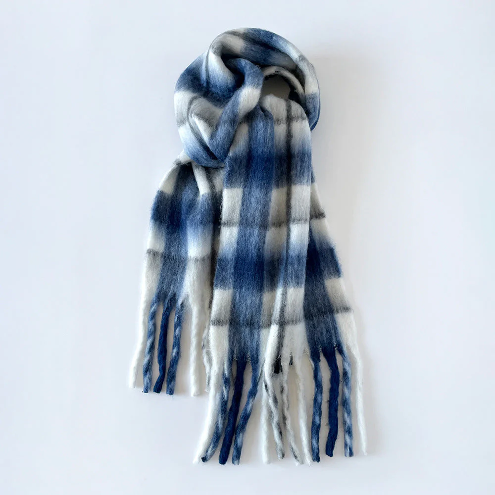 Plaid Mohair Blend Scarf - Image 10