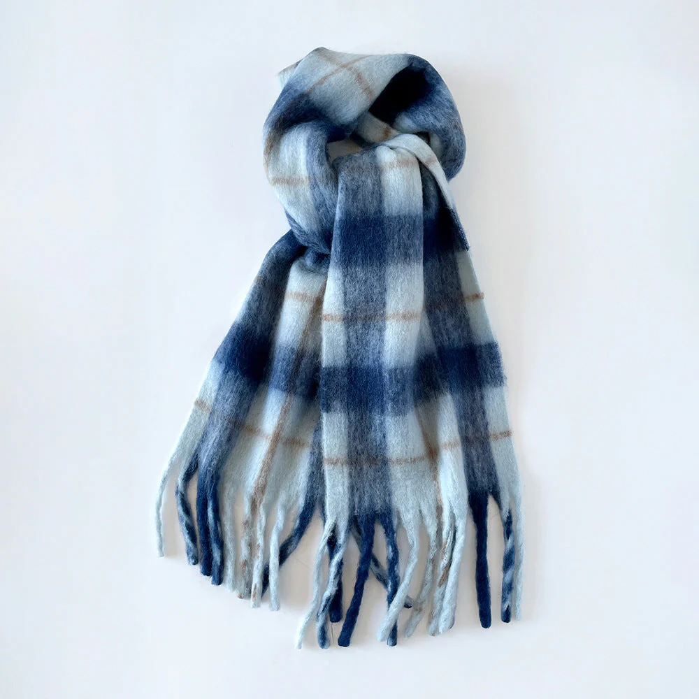 Plaid Mohair Blend Scarf - Image 11