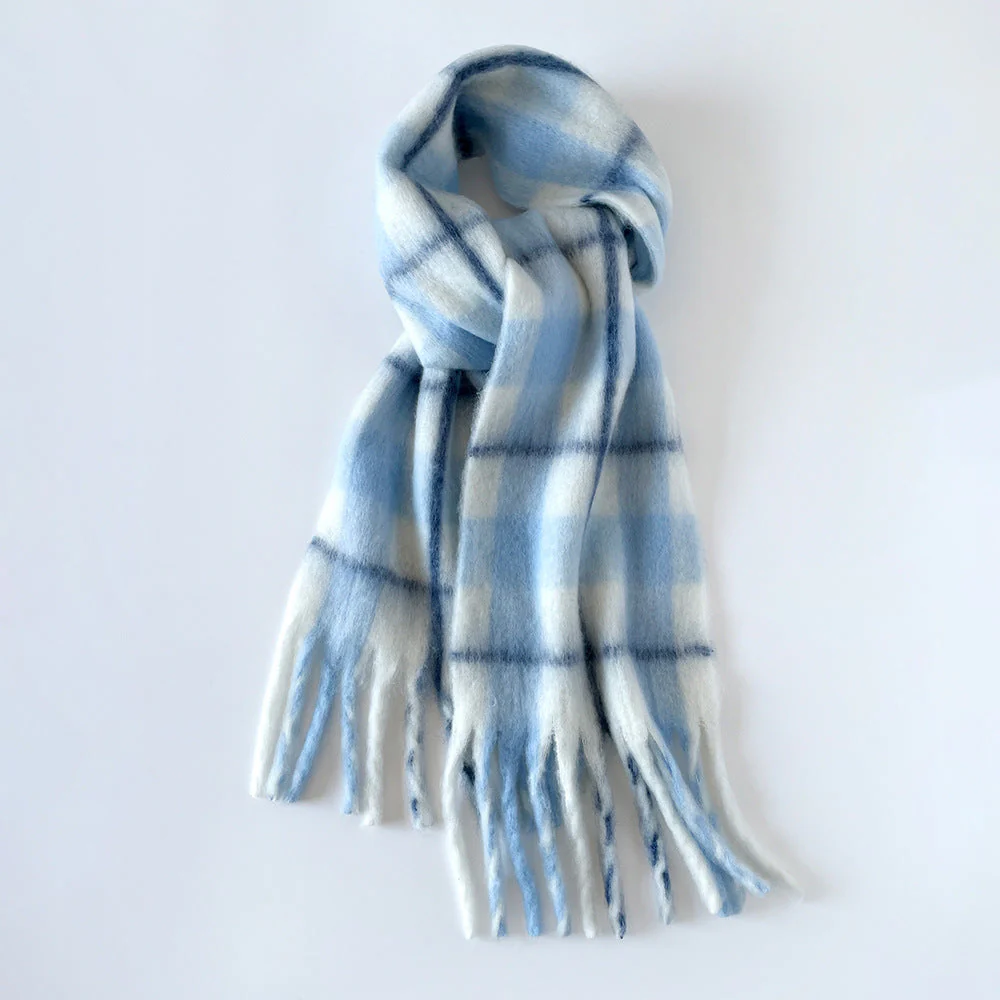 Plaid Mohair Blend Scarf - Image 12