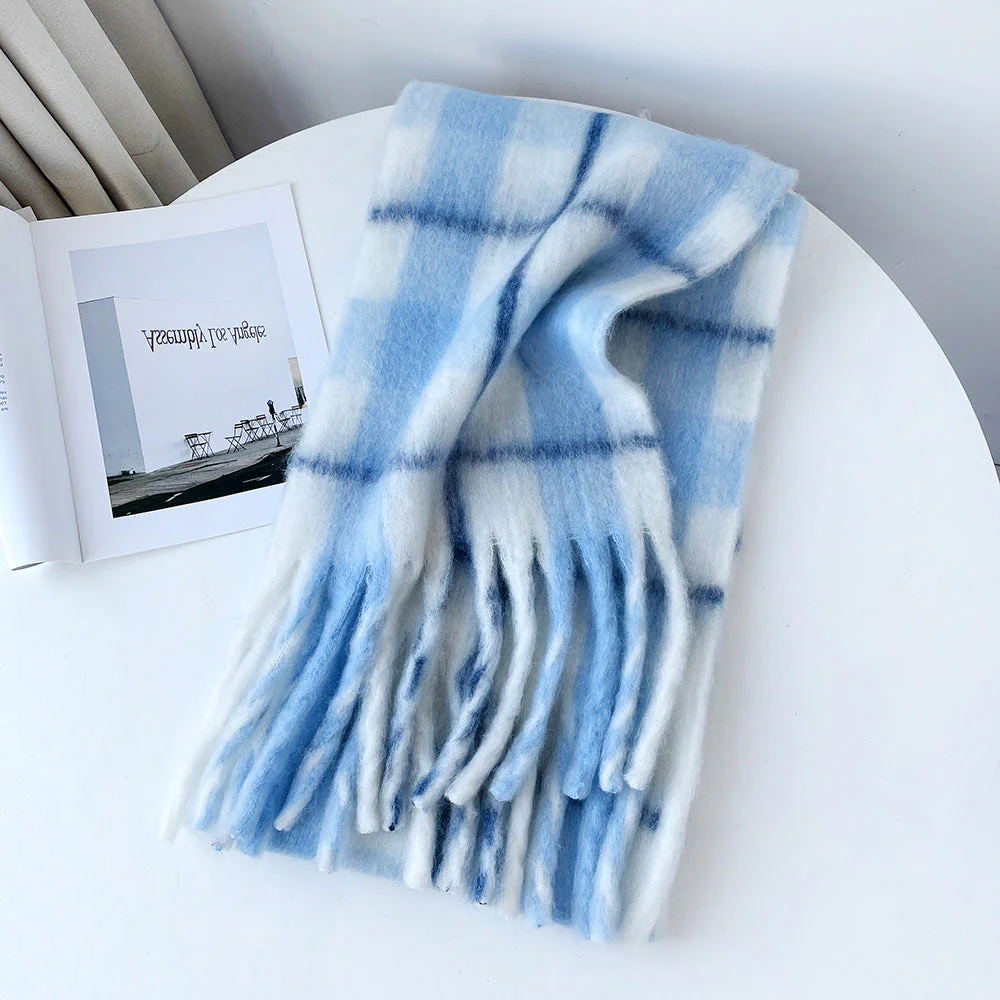 Plaid Mohair Blend Scarf - Image 13