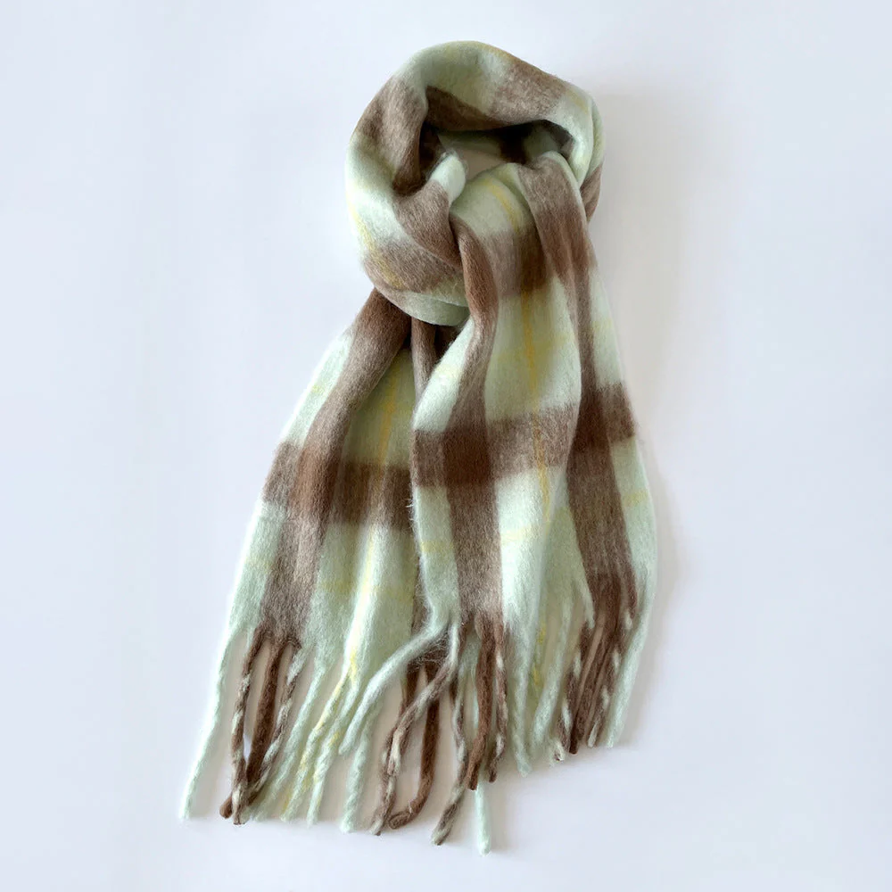 Plaid Mohair Blend Scarf - Image 14