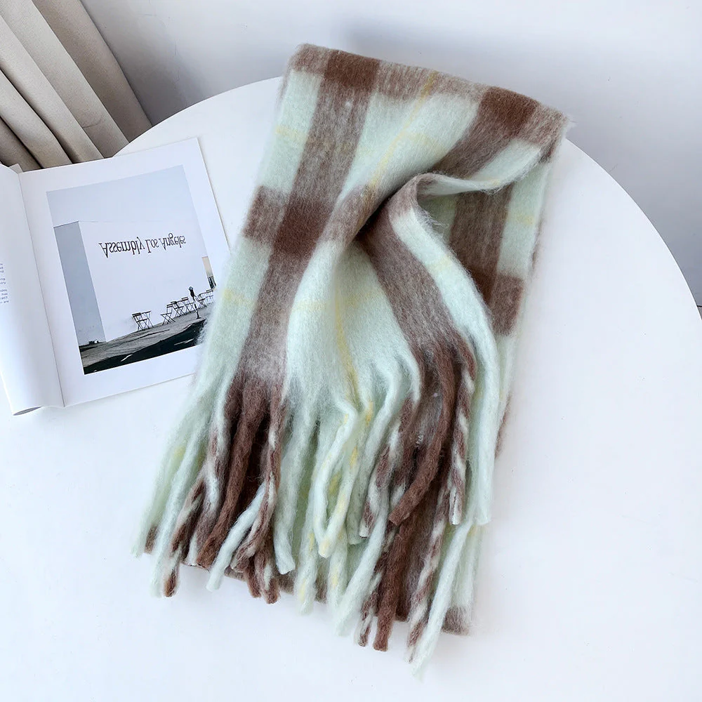 Plaid Mohair Blend Scarf - Image 15