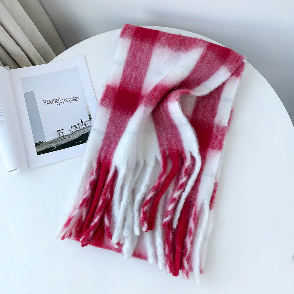 Plaid Mohair Blend Scarf - Image 2