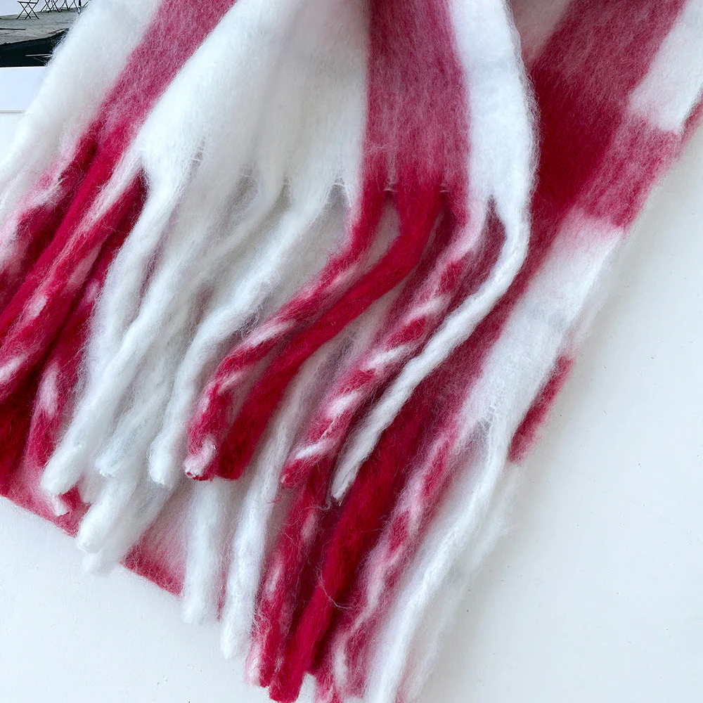 Plaid Mohair Blend Scarf - Image 3