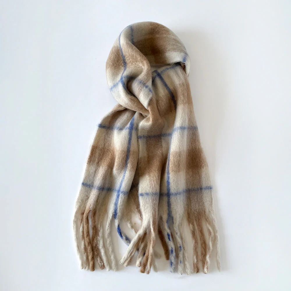 Plaid Mohair Blend Scarf - Image 6