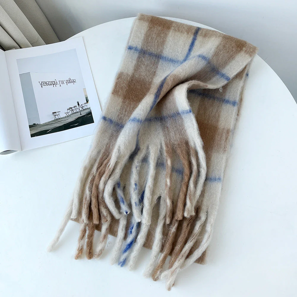 Plaid Mohair Blend Scarf - Image 7