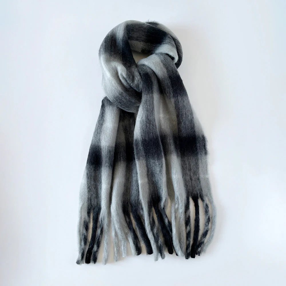 Plaid Mohair Blend Scarf - Image 8