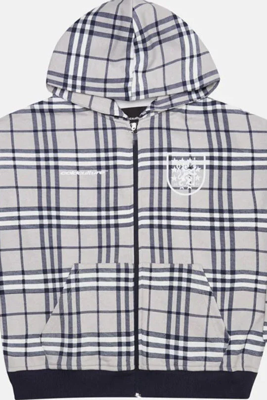 Plaid Printed Zip Y2k Hoodie - Image 3