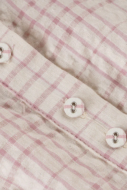 Plaid Regular Shoulder Fitted Waist Short Long Sleeve Blouse - Image 4