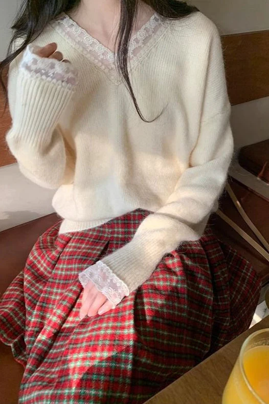 Plaid Wool Pleated Skirt - Image 2