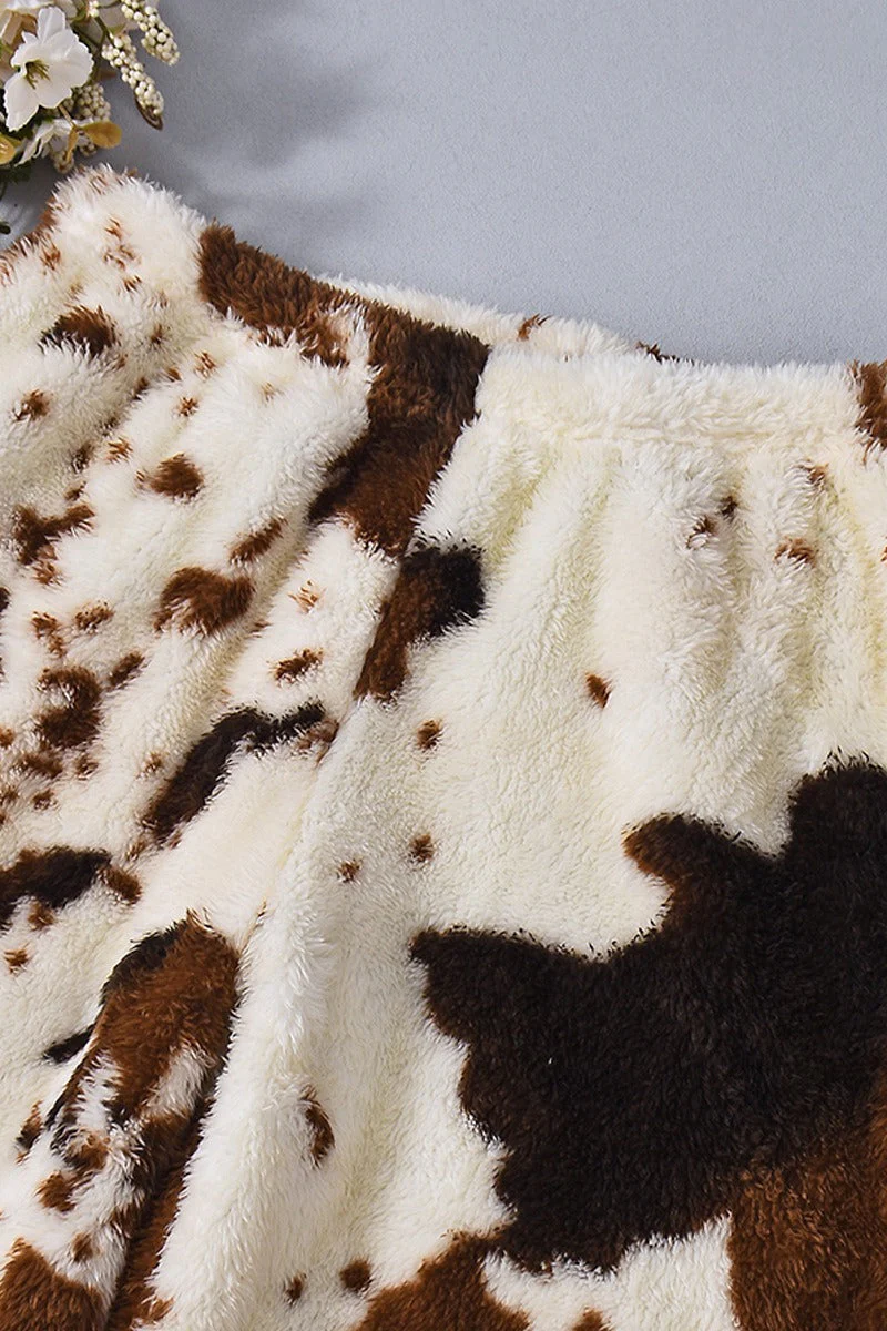 Playful Cow Print Fleece Relaxed Pants - Image 7