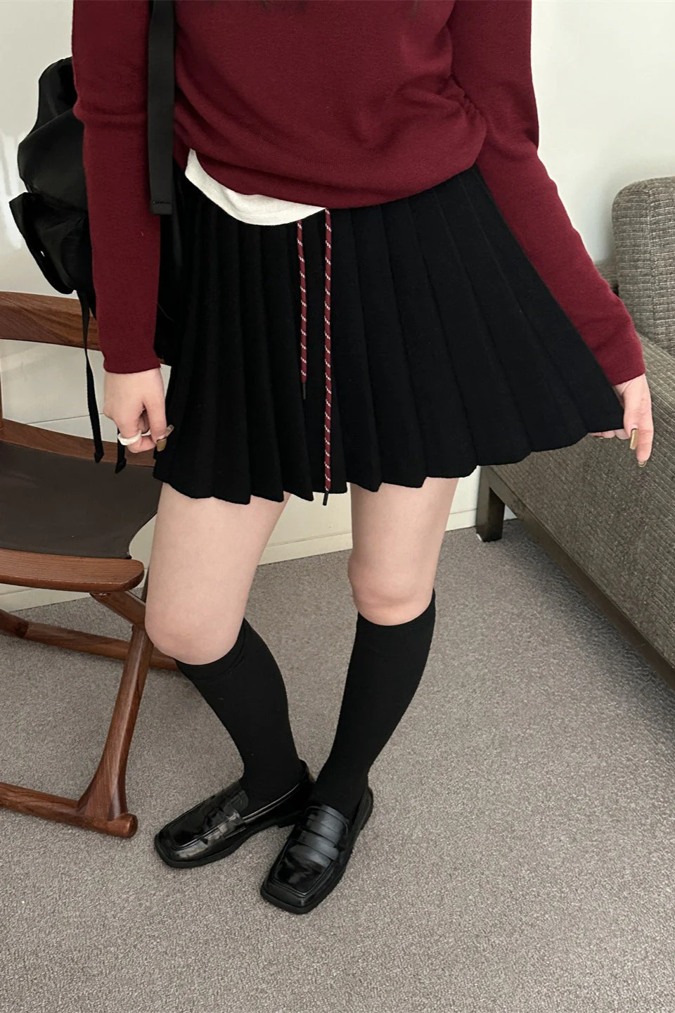 Pleated Knit Mini Skirt - Image 10